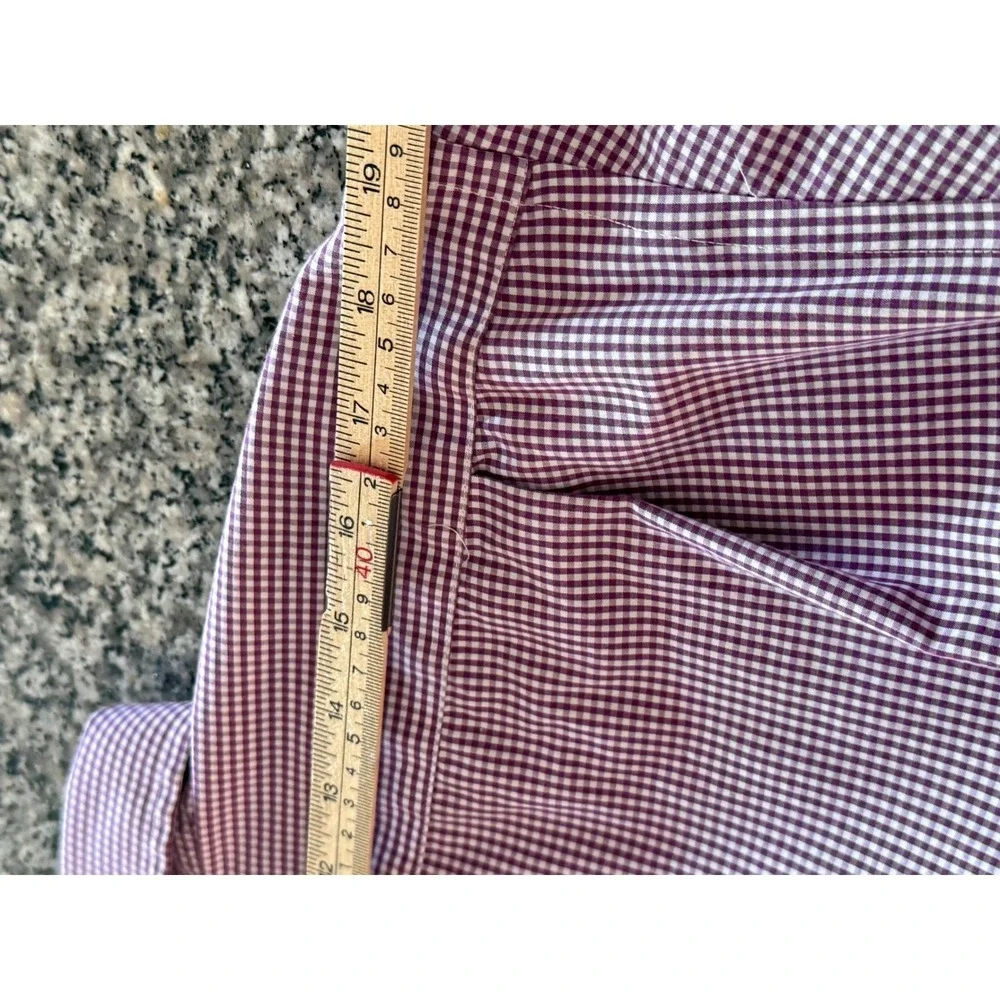 Polo Ralph Lauren Shirt Mens 17.5 34/35 Purple Gingham L/S pony on bottom